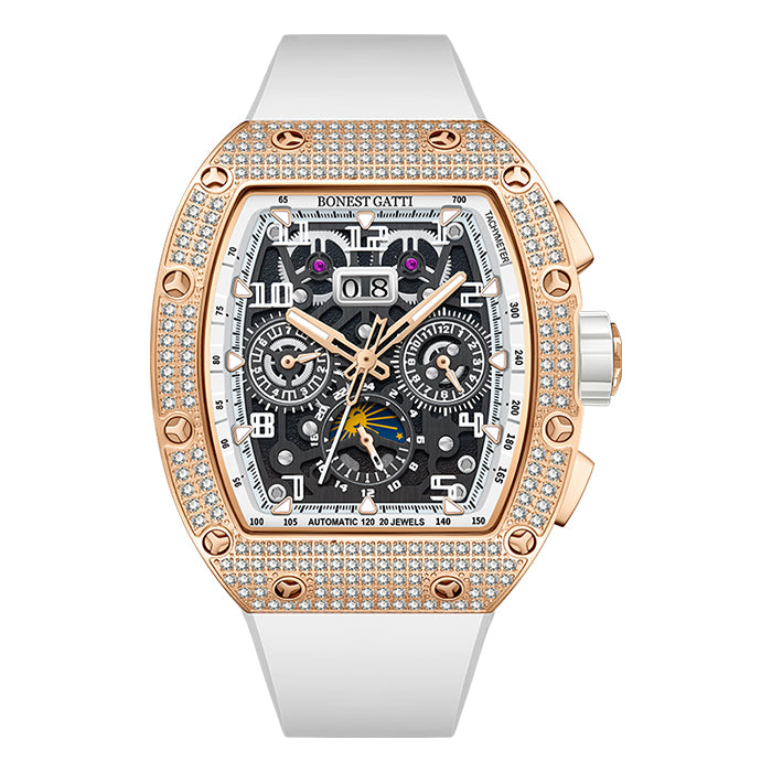 Bonest Gatti BG5004-R2 White Chronograph Series Automatic Watch