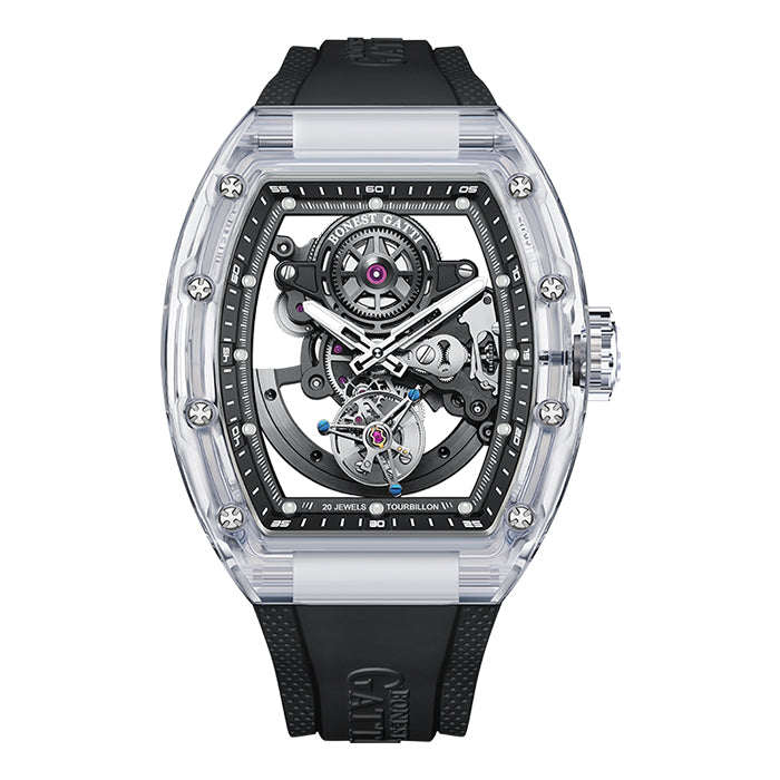 Bonest Gatti BG7001-R2 Black K9 Crystal Tourbillon Series Automatic Watch