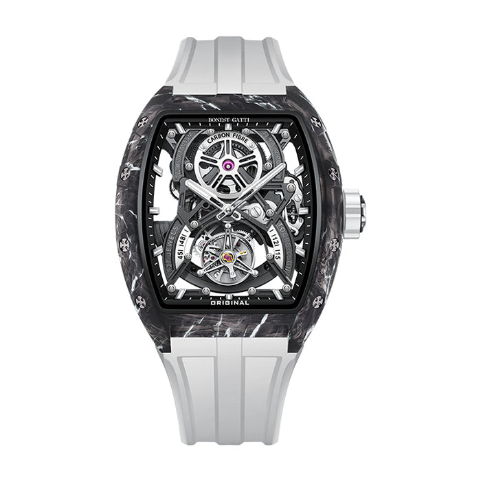 Bonest Gatti BG7003-R1 White Carbon Fiber Tourbillon Series Automatic Watch