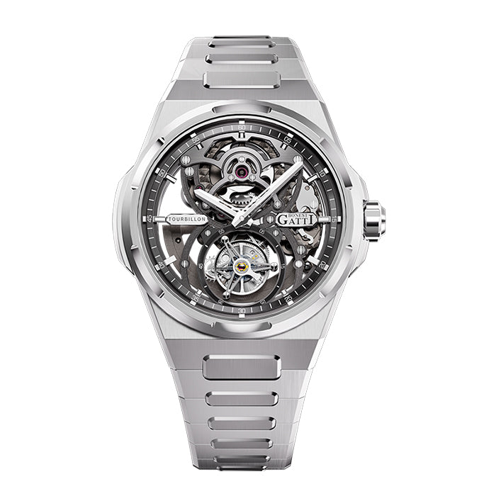 Bonest Gatti BG7004-S1 Silver Tourbillon Series Automatic Watch
