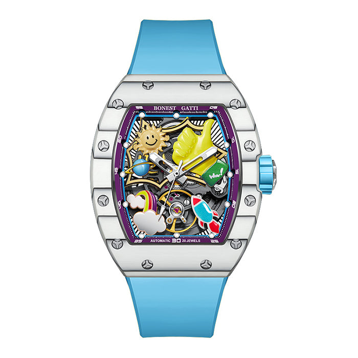 Bonest Gatti BG9001-R2 Blue Carbon Fiber Series Automatic Watch