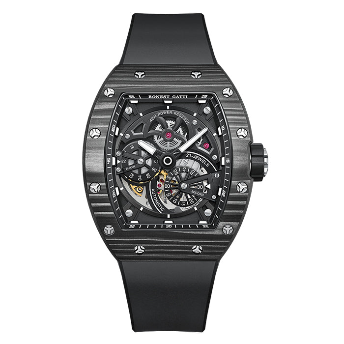 Bonest Gatti BG9004-R2 Black Carbon Fiber Series Automatic Watch