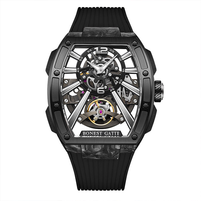 Bonest Gatti BG9005-R1 Black Carbon Fiber Series Automatic Watch