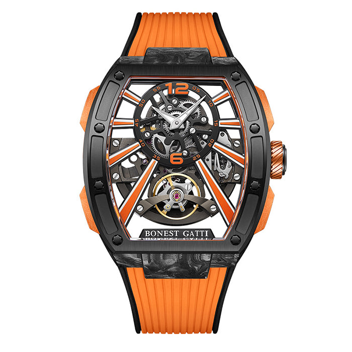 Bonest Gatti BG9005-R3 Orange Carbon Fiber Series Automatic Watch