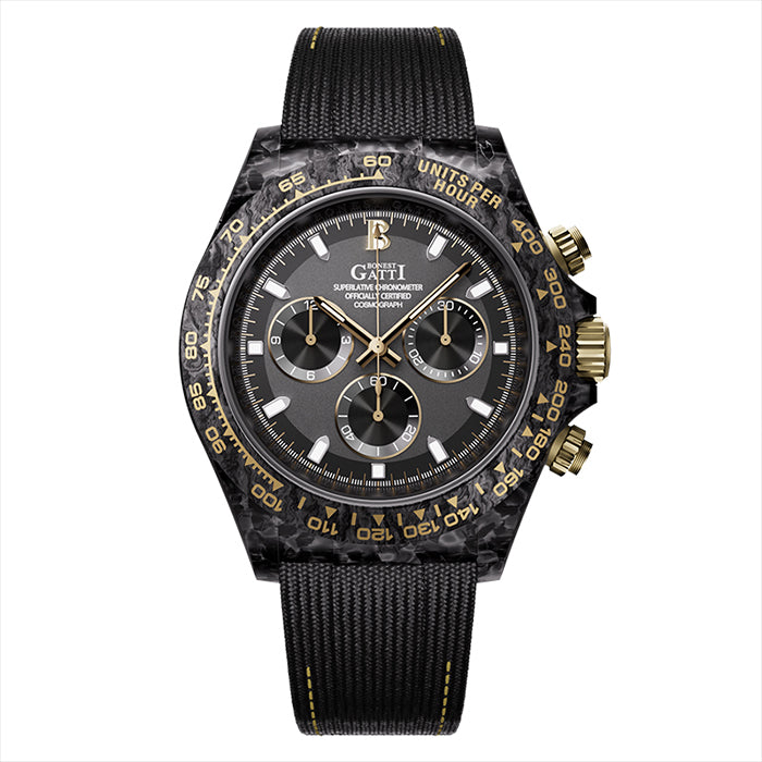 Bonest Gatti BG9010-L1 Black Carbon Fiber Chronograph Series Automatic Watch
