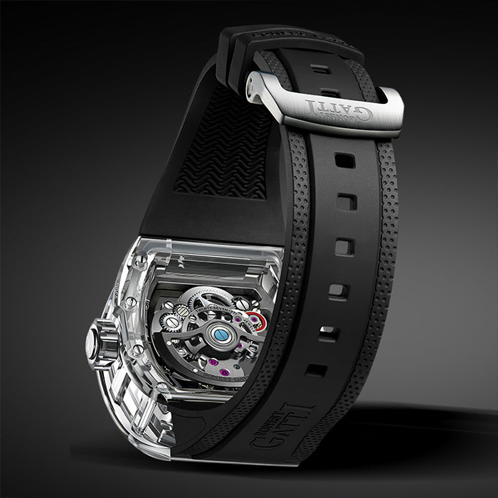 Bonest Gatti BG7001-R2 Black K9 Crystal Tourbillon Series Automatic Watch