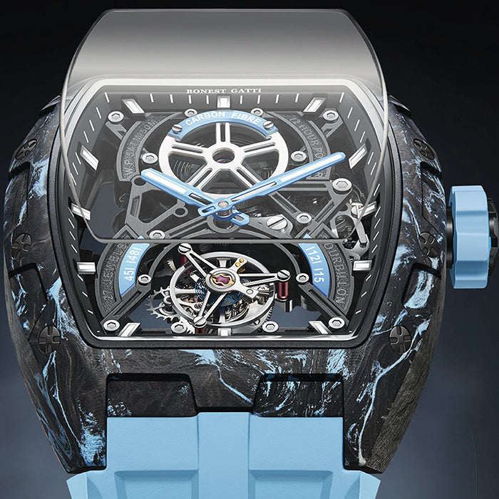 Bonest Gatti BG7003-R4 Blue Carbon Fiber Tourbillon Series Automatic Watch