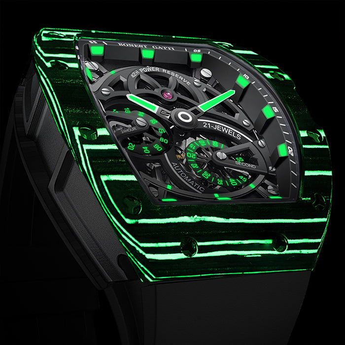 Bonest Gatti BG9004-R2 Black Carbon Fiber Series Automatic Watch