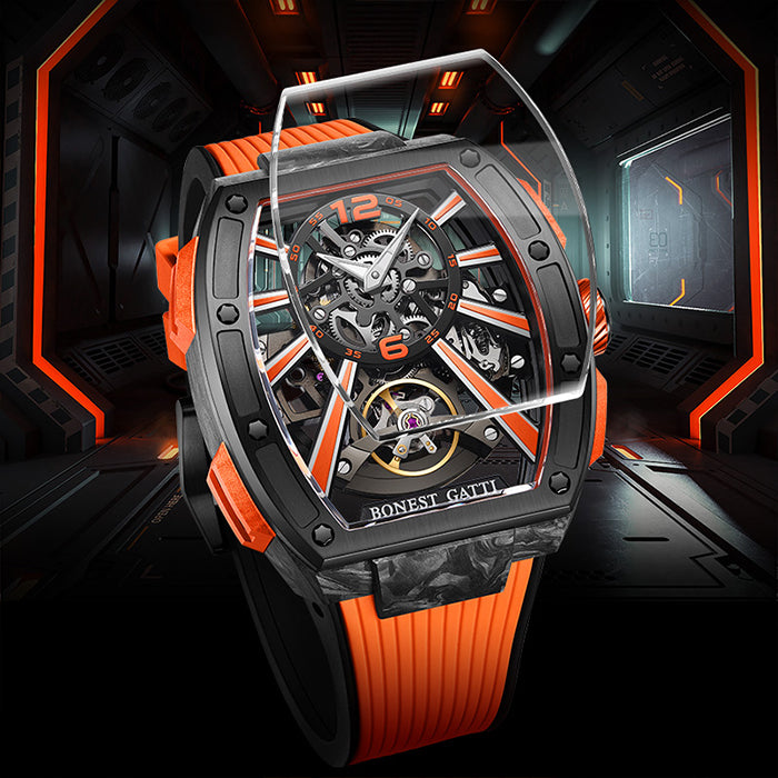 Bonest Gatti BG9005-R3 Orange Carbon Fiber Series Automatic Watch