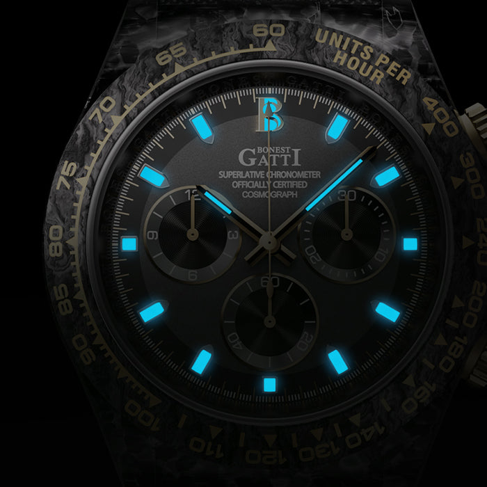 Bonest Gatti BG9010-L1 Black Carbon Fiber Chronograph Series Automatic Watch