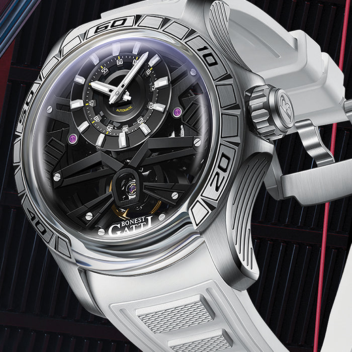 Bonest Gatti BG4004-R1 Silver Exoskeleton Series Automatic Watch