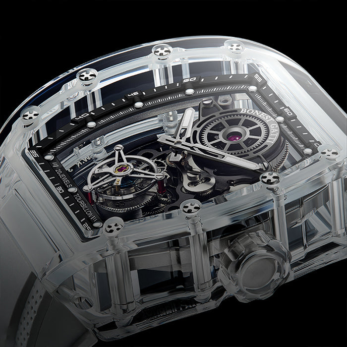 Bonest Gatti BG7001-R1 White K9 Crystal Tourbillon Series Automatic Watch