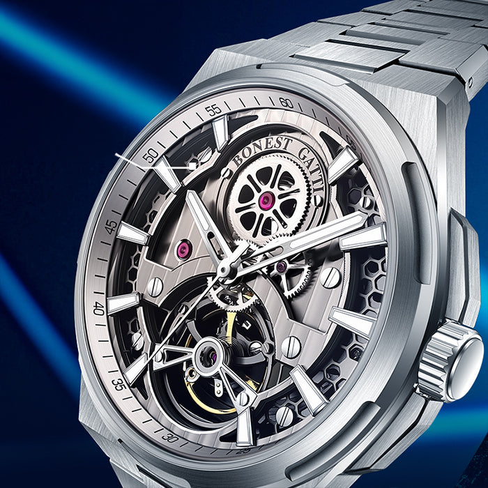 Bonest Gatti BG8007-S1 Silver Exoskeleton Series Automatic Watch