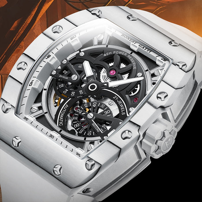 Bonest Gatti BG9004-R1 White Carbon Fiber Series Automatic Watch