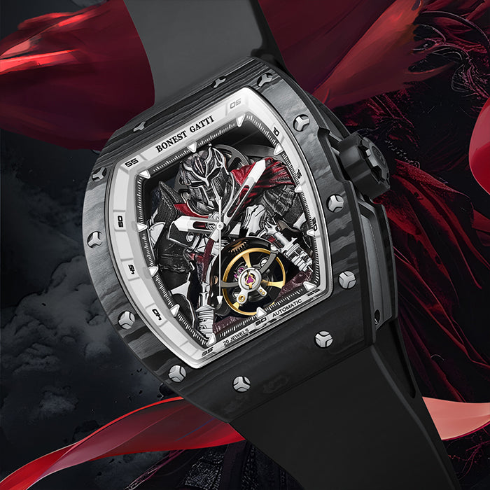 Bonest Gatti BG9009-R2 Black Carbon Fiber Series Automatic Watch