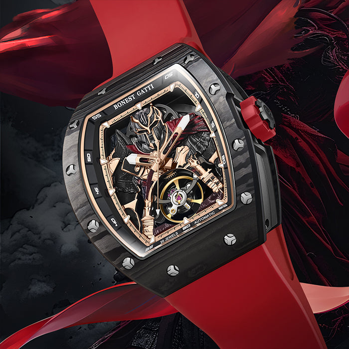 Bonest Gatti BG9009-R3 Red Carbon Fiber Series Automatic Watch