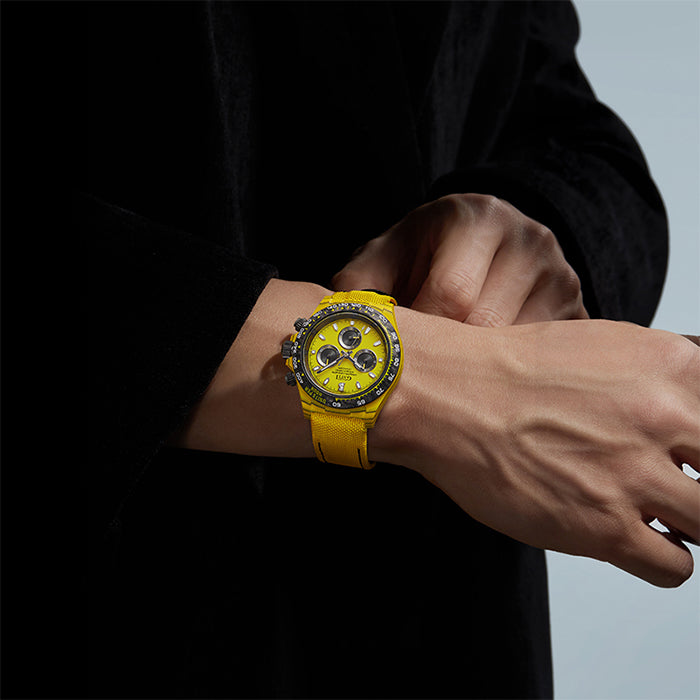 Bonest Gatti BG9010-L5 Yellow Carbon Fiber Chronograph Series Automatic Watch