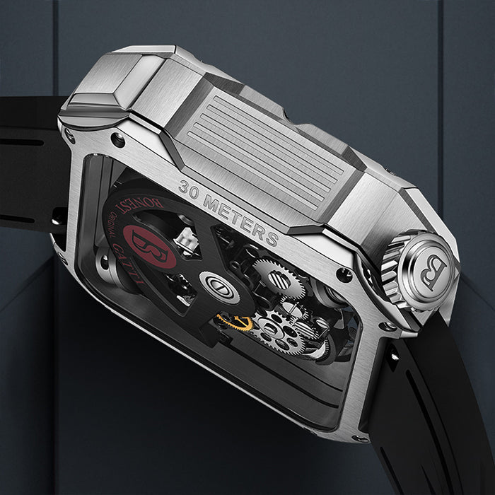 Bonest Gatti BG4001-R1 Silver Exoskeleton Series Automatic Watch