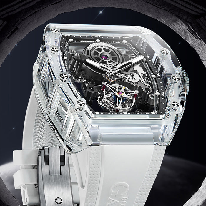Bonest Gatti BG7001-R1 White K9 Crystal Tourbillon Series Automatic Watch