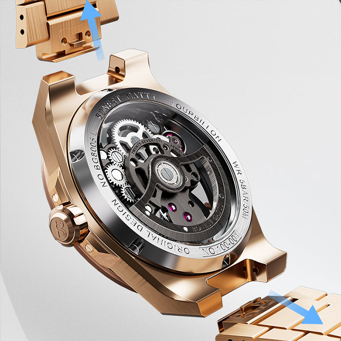 Bonest Gatti BG7004-S2 Rose Gold Tourbillon Series Automatic Watch