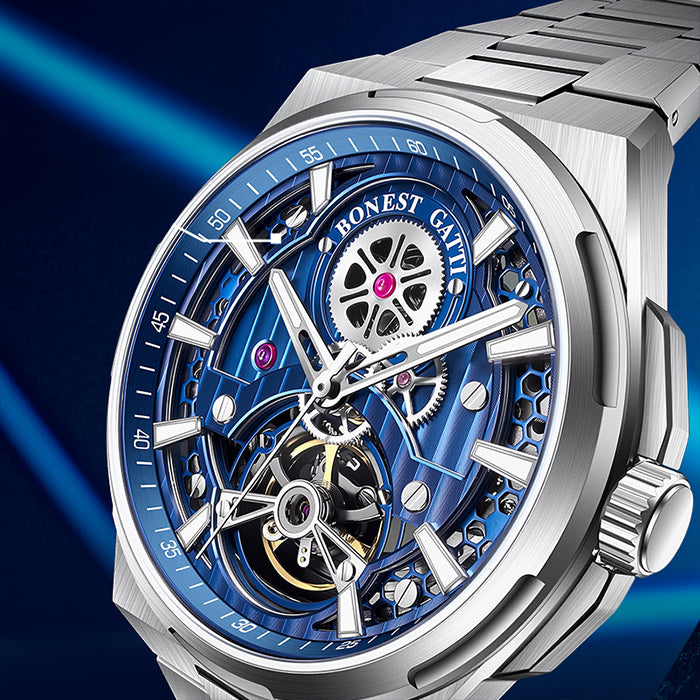 Bonest Gatti BG8007-S2 Blue Exoskeleton Series Automatic Watch