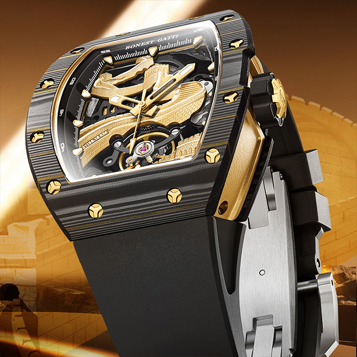 Bonest Gatti BG9003-R2 Rose Gold Carbon Fiber Series Automatic Watch