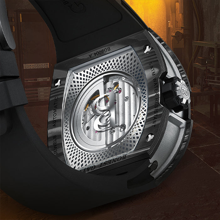 Bonest Gatti BG9004-R2 Black Carbon Fiber Series Automatic Watch