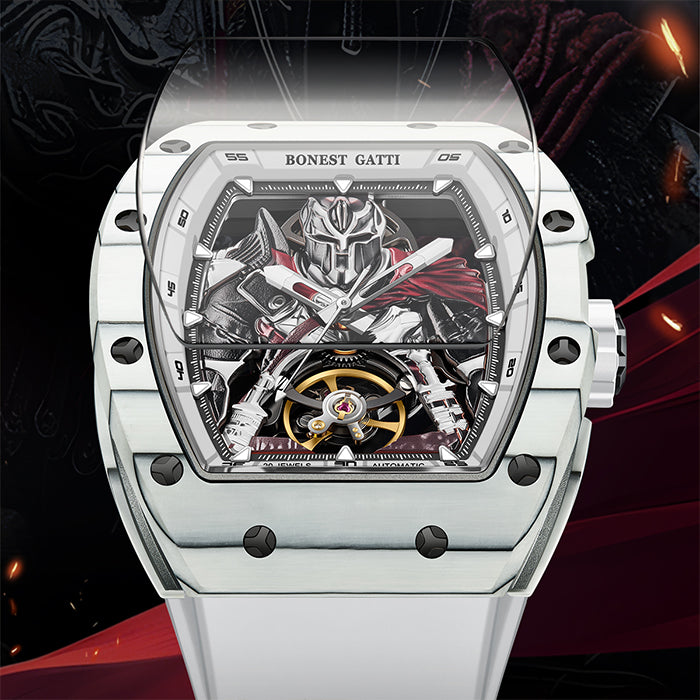 Bonest Gatti BG9009-R1 White Carbon Fiber Series Automatic Watch