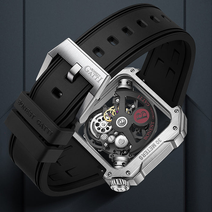 Bonest Gatti BG4001-R1 Silver Exoskeleton Series Automatic Watch