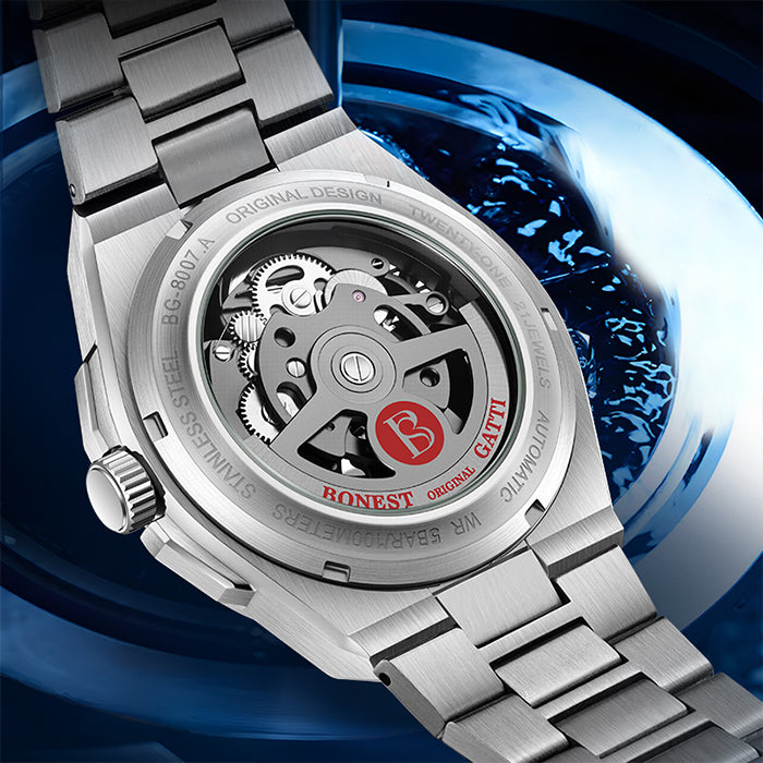 Bonest Gatti BG8007-S1 Silver Exoskeleton Series Automatic Watch