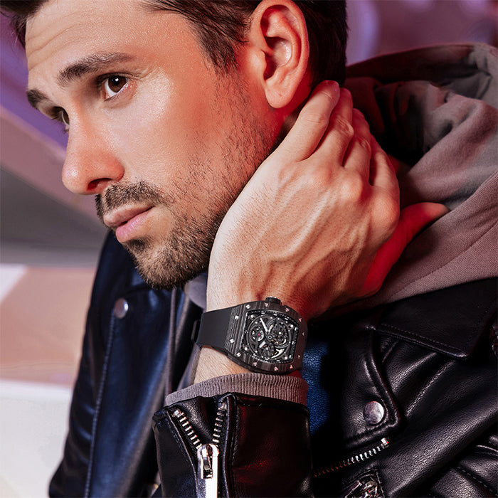 Bonest Gatti BG9004-R2 Black Carbon Fiber Series Automatic Watch