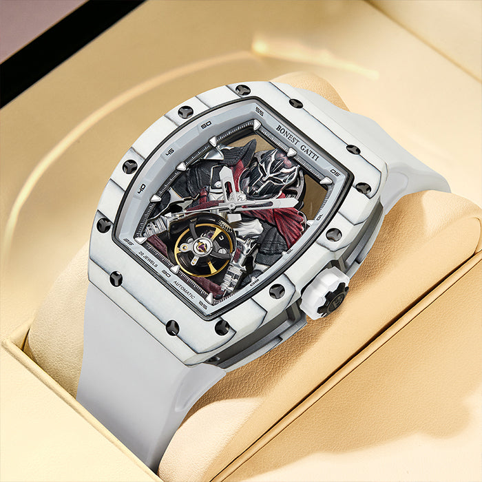 Bonest Gatti BG9009-R1 White Carbon Fiber Series Automatic Watch