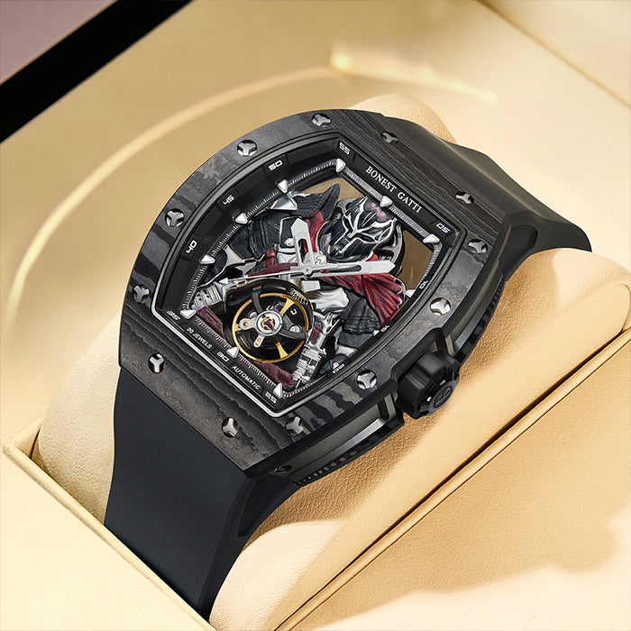 Bonest Gatti BG9009-R2 Black Carbon Fiber Series Automatic Watch
