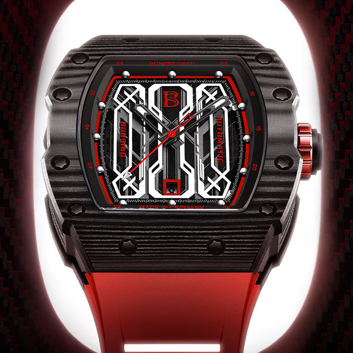 Bonest Gatti BG9916-A2 Red Carbon Fiber Series Automatic Watch