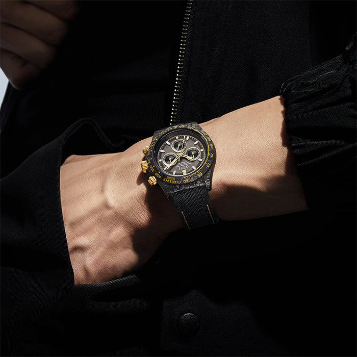 Bonest Gatti BG9010-L1 Black Carbon Fiber Chronograph Series Automatic Watch