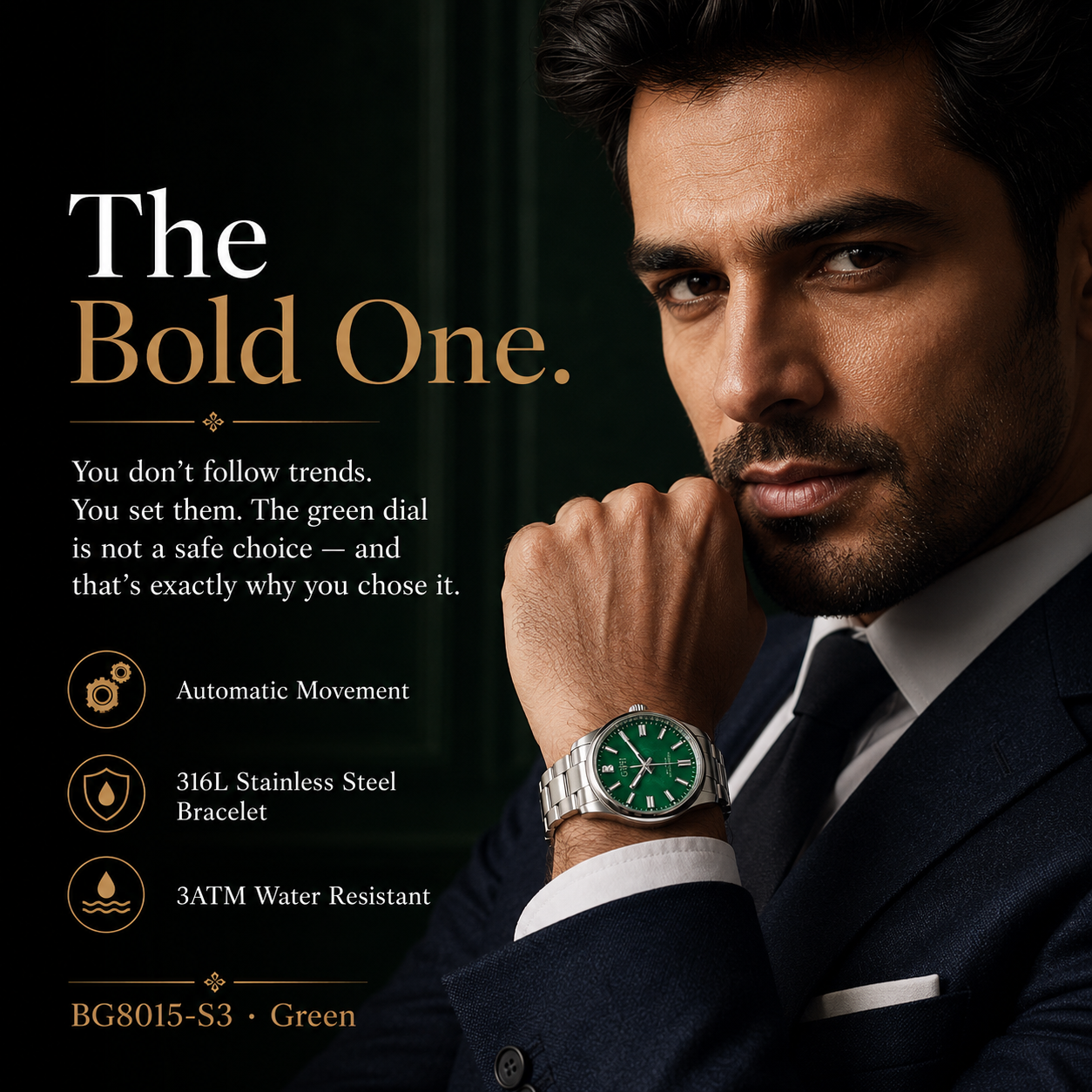 Bonest Gatti BG8015-S3 OP Green Classic Series Automatic Watch