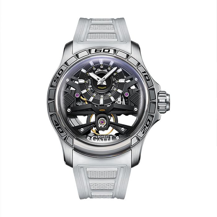 Bonest Gatti BG4004-R1 Silver Exoskeleton Series  Automatic Watch