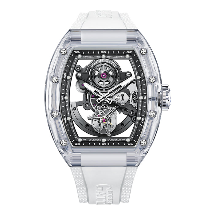 Bonest Gatti BG7001-R1 White K9 Crystal Tourbillon Series Automatic Watch