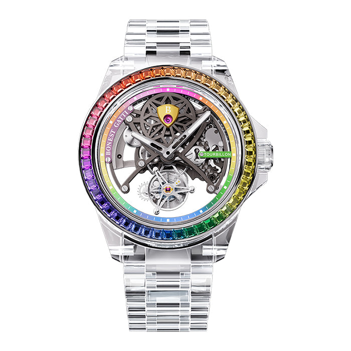 Bonest Gatti BG7002-G1 K9 Crystal Tourbillon Series Automatic Watch
