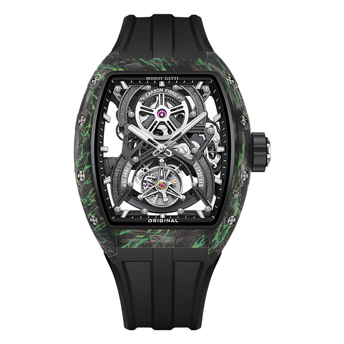 Bonest Gatti BG7003-R2 Green Carbon Fiber Tourbillon Series Automatic Watch