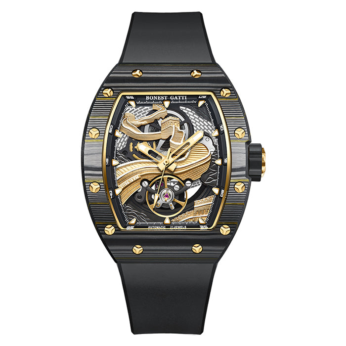 Bonest Gatti BG9003-R2 Rose Gold Carbon Fiber Series Automatic Watch