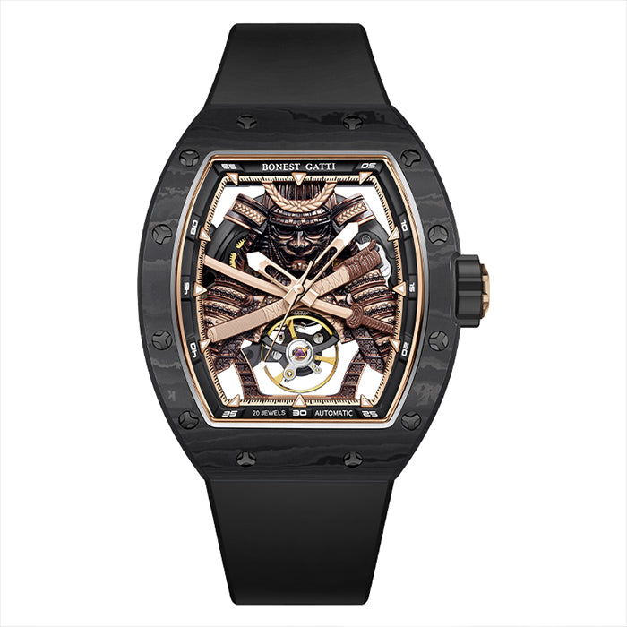 Bonest Gatti BG9008-R2 Black Carbon Fiber Series Automatic Watch
