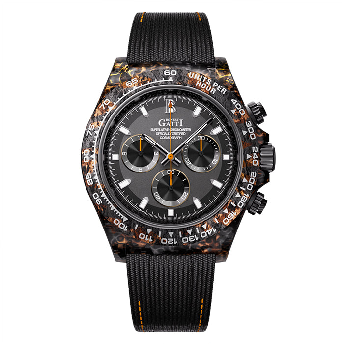 Bonest Gatti BG9010-L2 Orange Carbon Fiber Chronograph Series Automatic Watch