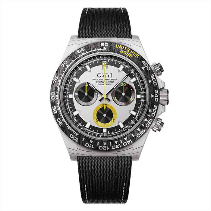 Bonest Gatti BG9010-L3 Silver Carbon Fiber Chronograph Series Automatic Watch