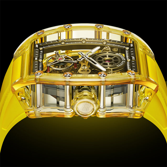 Bonest Gatti BG7001-R3 Yellow K9 Crystal Tourbillon Series Automatic Watch