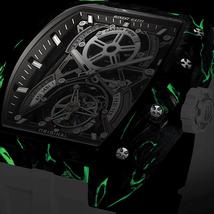 Bonest Gatti BG7003-R2 Green Carbon Fiber Tourbillon Series Automatic Watch