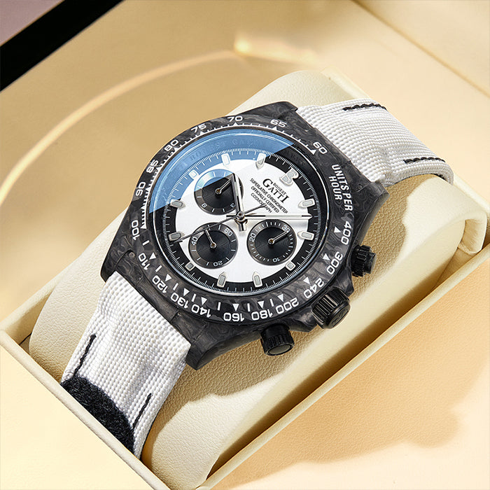 Bonest Gatti BG9010-L4 White Carbon Fiber Chronograph Series Automatic Watch