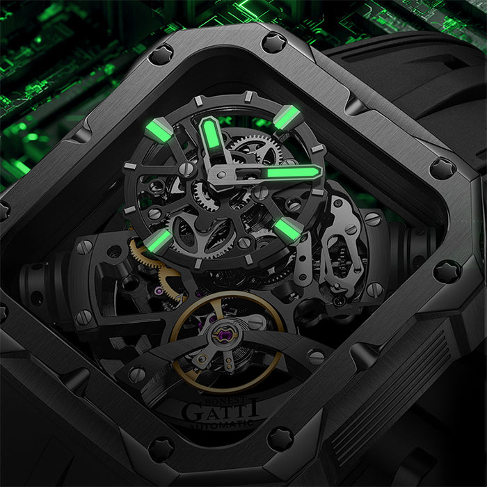 Bonest Gatti BG4001-R2 Black Exoskeleton Series Automatic Watch
