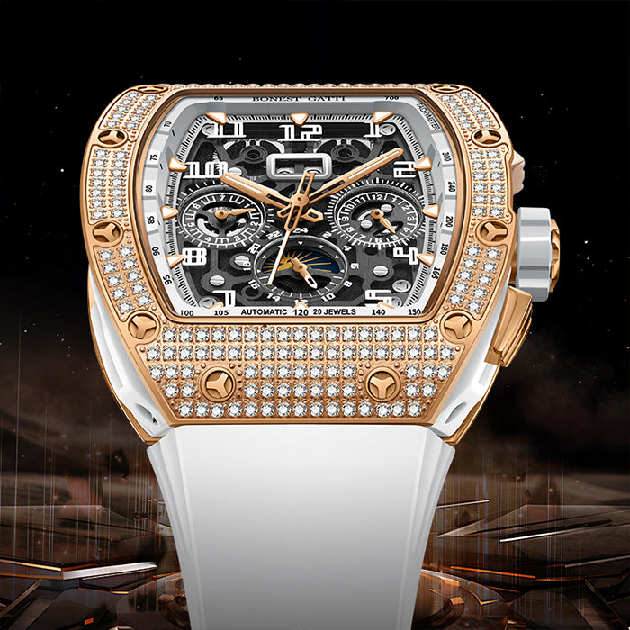 Bonest Gatti BG5004-R2 White Chronograph Series Automatic Watch