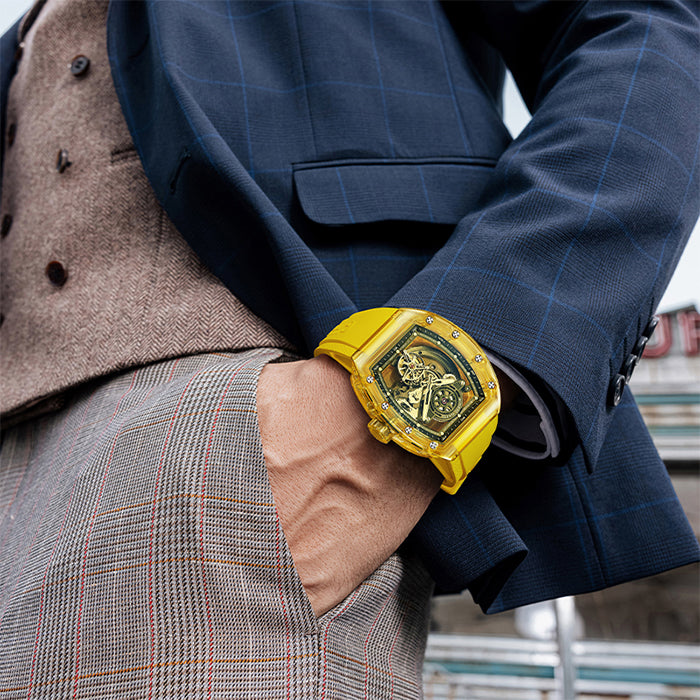 Bonest Gatti BG7001-R3 Yellow K9 Crystal Tourbillon Series Automatic Watch